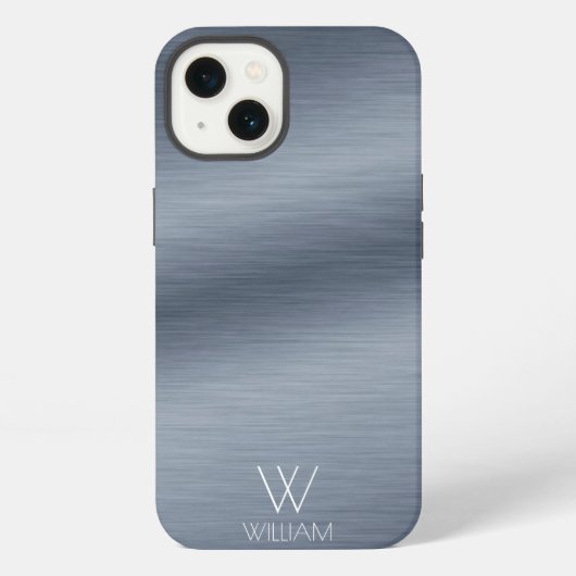 Geborsteld RVS-ontwerp Gepersonaliseerd Monogram iPhone Hoesje (Achterkant)