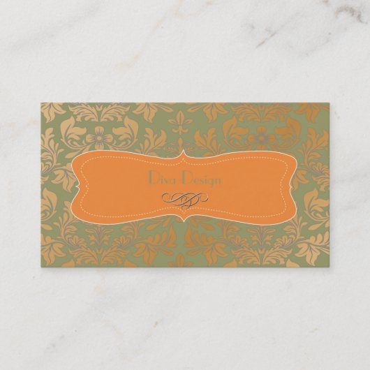 Geborsteld staal barok damast visitekaartje (Voorkant)