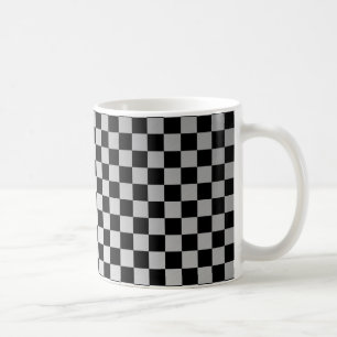 Geborsteld staal dambordpatroon koffiemok