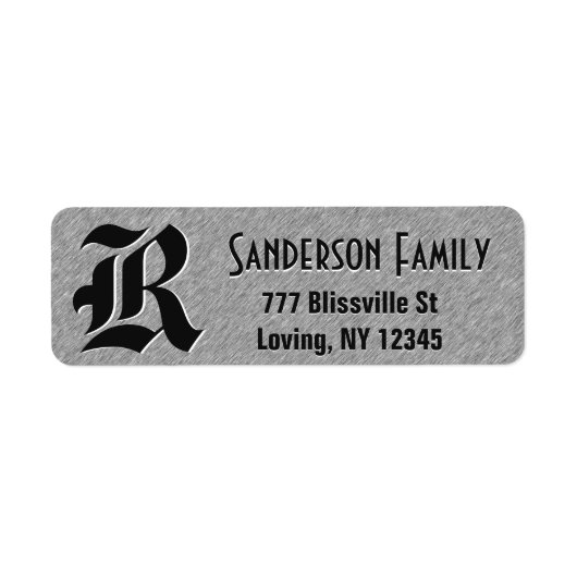 Geborsteld staal Folie Kijk met Monogram Etiket (Voorkant)