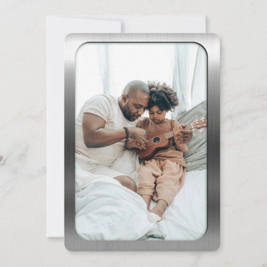 Geborsteld staal foto lijst - Vaderdag Feestdagenkaart (Voorkant)