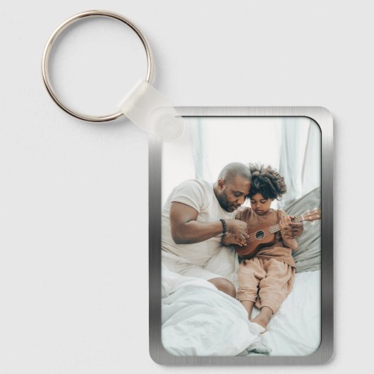 Geborsteld staal foto lijst - Vaderdag Sleutelhanger (Voorkant)