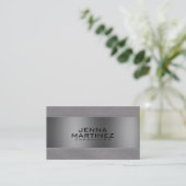 Geborsteld staal & Metallic Silver Mash Consulting Visitekaartje (Staand voorkant)