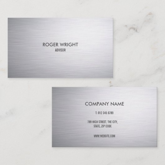 Geborsteld Staal Modern Professioneel Visitekaartje (Voorkant / Achterkant)