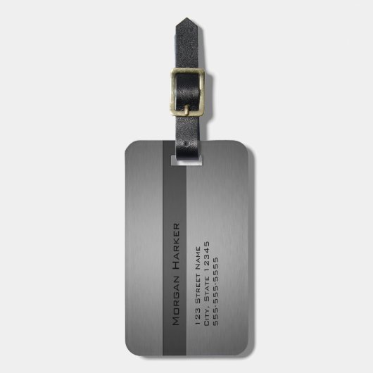 Geborsteld staal twee tinten bagagelabel (Voorkant verticaal)