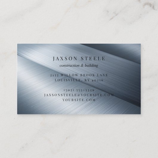 geborsteld stalen paneel visitekaartje (Achterkant)