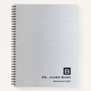 Geborsteld titanium leisteen monogram professionee notitieboek