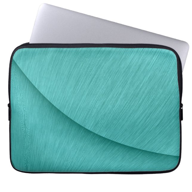 geborsteld turquoise genot laptop sleeve (Voorkant)