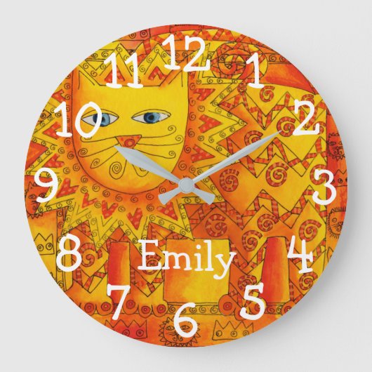 Geborsteld Waterverf Leeuw Persoonlijke Naam Grote Klok (Voorkant)