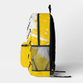 Geborsteld Wit Geel Zwart met Initialen Bedrukte Rugzak (Rechts)