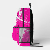 Geborsteld Wit Roze Zwart met Initialen Bedrukte Rugzak (Rechts)