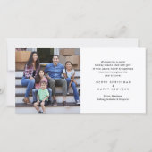 Geborsteld Wit Script Kerstmis & Nieuwjaar 2 Foto Feestdagenkaart (Achterkant)