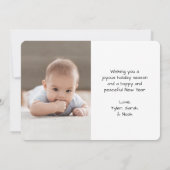 Geborsteld Wit Script Kerstmis & Nieuwjaar 2 Foto Feestdagenkaart (Achterkant)