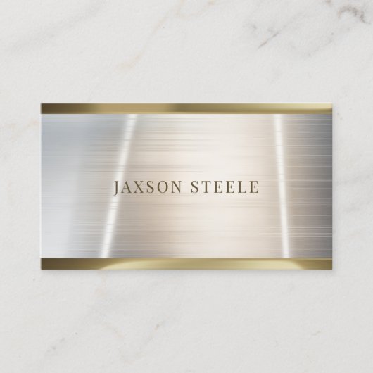 Geborsteld zilver en goud minimalistisch visitekaartje (Voorkant)