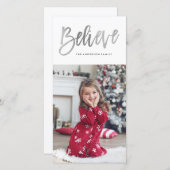 Geborsteld Zilver Kerst Foto Kaart (Voorkant / Achterkant)