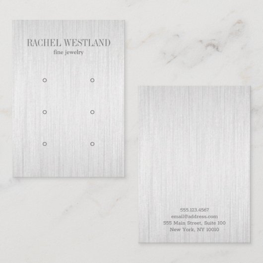 Geborsteld zilver Luxe Sieraden 3 Oorbel display Visitekaartje (Voorkant / Achterkant)