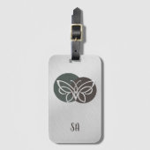 Geborsteld Zilver Luxe Vlinder Bagagelabel (Voorkant (verticaal))