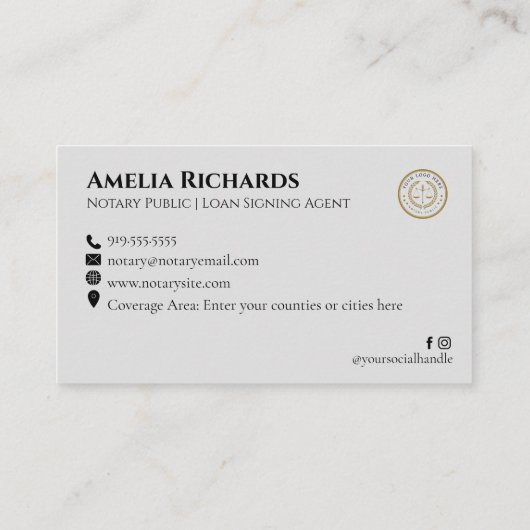 Geborsteld Zilver Metallic Elegante Notaris Publie Visitekaartje (Achterkant)