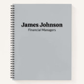 Geborsteld Zilver Retro Krachtig Serif Bureaunaamb Notitieboek (Voorkant)