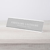 Geborsteld Zilver Traditionele Naam Titel Garamond Bureau Naambordje (Voorkant)