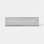 Geborsteld Zilver Traditionele Naam Titel Garamond Bureau Naambordje (Voorkant)