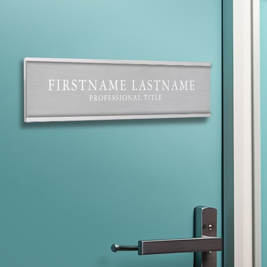 Geborsteld Zilver Traditionele Naam Titel Garamond Deurbordje