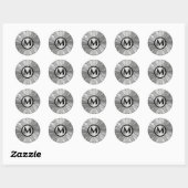 Geborsteld zilveren monogram Art Deco Ronde Sticker (Vel)