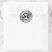 Geborsteld zilveren monogram Art Deco Ronde Sticker (Tas)