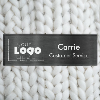 Geborsteld Zwart Gunmetal Custom Logo Personeel Na Naambadge