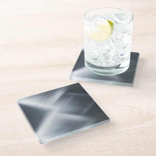 geborstelde aluminiummacrotextuur glazen onderzetter (Schuin)