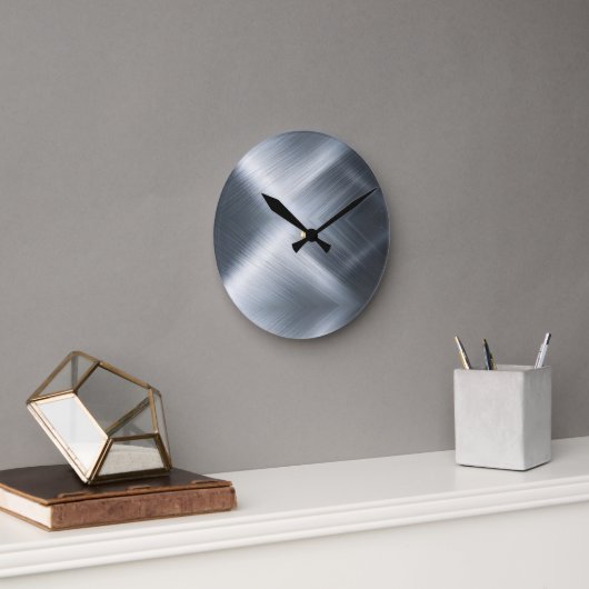 geborstelde aluminiummacrotextuur ronde klok (Kantoor)