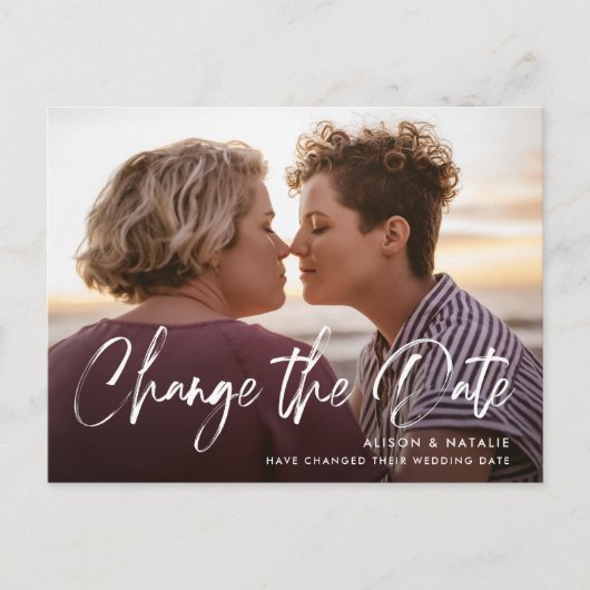 Geborstelde belettering De datum van uitstel wijzi Aankondigingskaart (Voorkant)