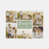 geborstelde dankbare bewerkbare kleurenfotocollage fleece deken (Voorkant (Horizontaal))