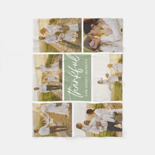 geborstelde dankbare bewerkbare kleurenfotocollage fleece deken (Voorkant)