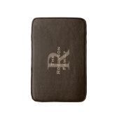 Geborstelde en bruine naam met monogram badmat (Voorkant Verticaal)