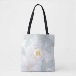 Geborstelde Floral Monogrammed bruiloft gunst Tote Bag