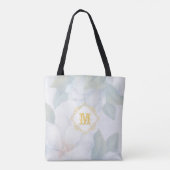 Geborstelde Floral Monogrammed bruiloft gunst Tote Bag (Achterkant)