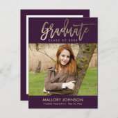 geborstelde Glimmer EDITABLE KLEUR Afstuderen Brie Uitnodiging Briefkaart (Voorkant / Achterkant)