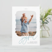 geborstelde handtekening | Joyful | Foto Feestdagenkaart (Staand voorkant)
