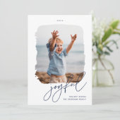 geborstelde handtekening | Joyful | Foto Feestdagenkaart (Staand voorkant)