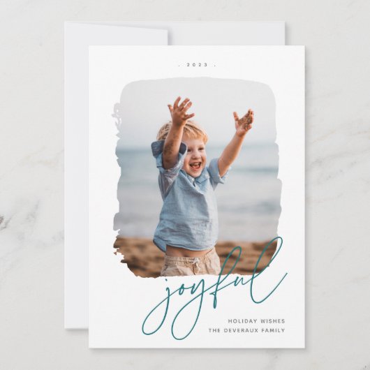 geborstelde handtekening | Joyful | Foto Feestdagenkaart (Voorkant)