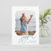geborstelde handtekening | Joyful | Foto Feestdagenkaart (Staand voorkant)