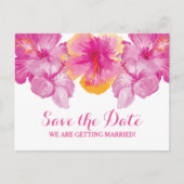 Geborstelde Hibiscus Bloemen Save the Date Briefka Aankondigingskaart (Voorkant)