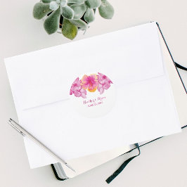 Geborstelde Hibiscus Bloemen Trouwstickers Ronde Sticker