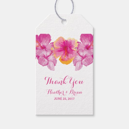 Geborstelde Hibiscus Floral Gift Labels Cadeaulabel (Voorkant)