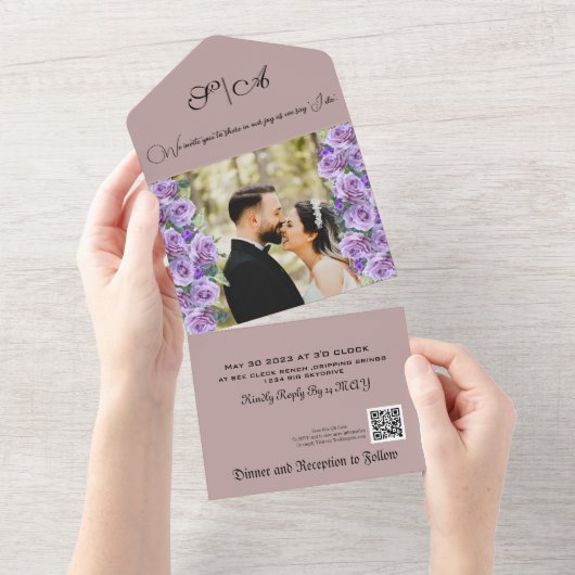 Geborstelde overlay bloemenalles in één uitnodigin all in one uitnodiging (Afscheurbaar)