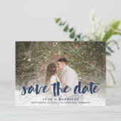Geborstelde Overlay met Bloemstuk | Foto Save The Date (Staand voorkant)