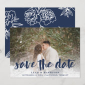 Geborstelde Overlay met Bloemstuk | Foto Save The Date (Voorkant / Achterkant)