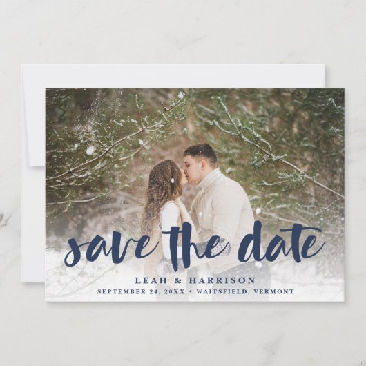 Geborstelde Overlay met Bloemstuk Onder | Foto Save The Date (Voorkant)