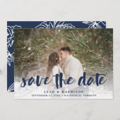 Geborstelde Overlay met Bloemstuk Ondergrond | Fot Save The Date (Voorkant / Achterkant)